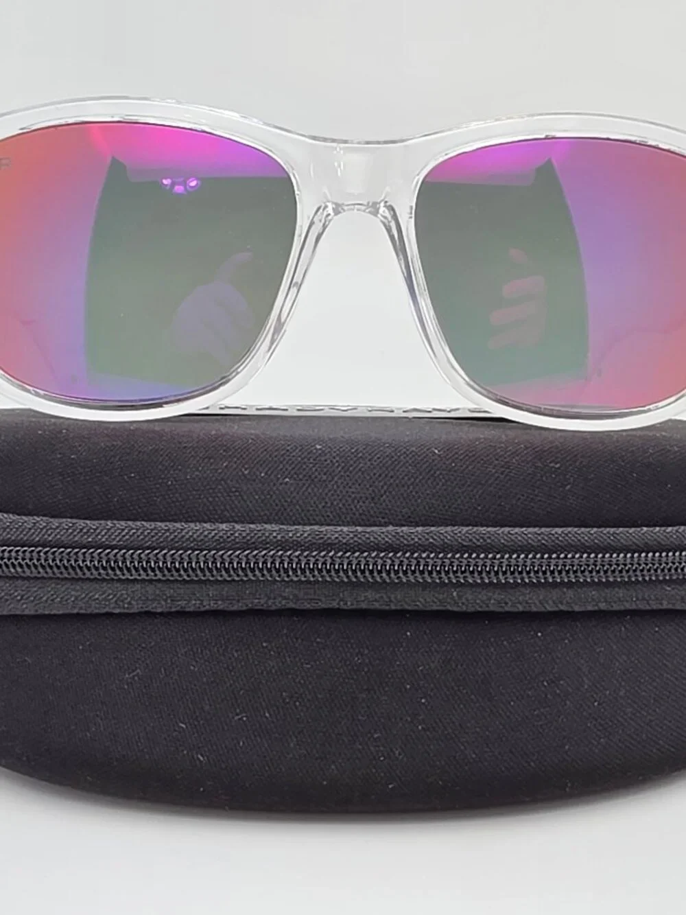 Shady Rays Classic Ice Clear Frame Polarized Lagoon Purple Mirror Sunglasses